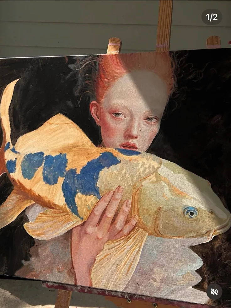 Dream in her Arms by Anastasia Gladkova, 2025, oil on canvas
