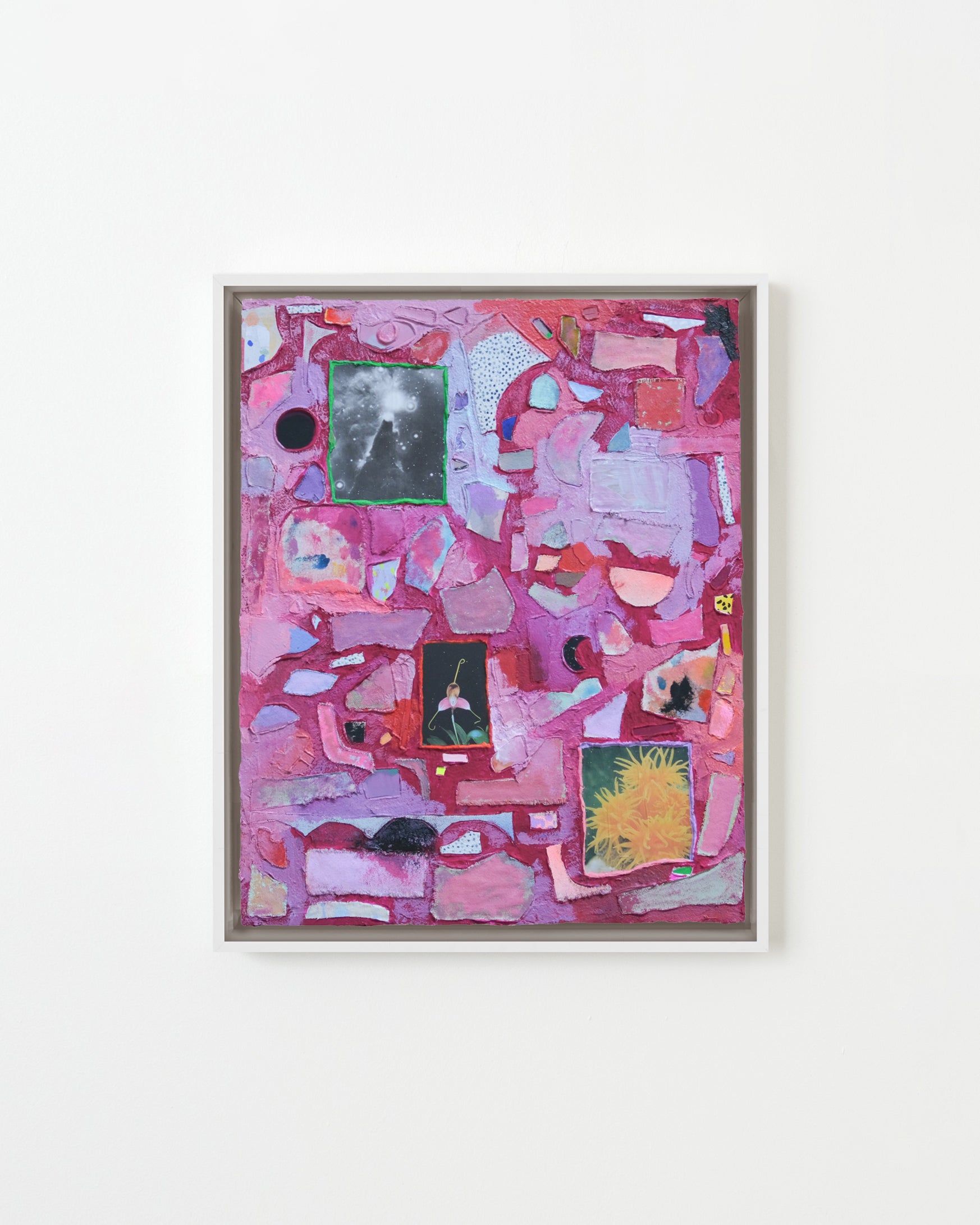 cone nebula and friends by Ashely Peifer — Acrylic, collage, spray paint, gel medium, fiber paste, watercolor, linen, and canvas on panel