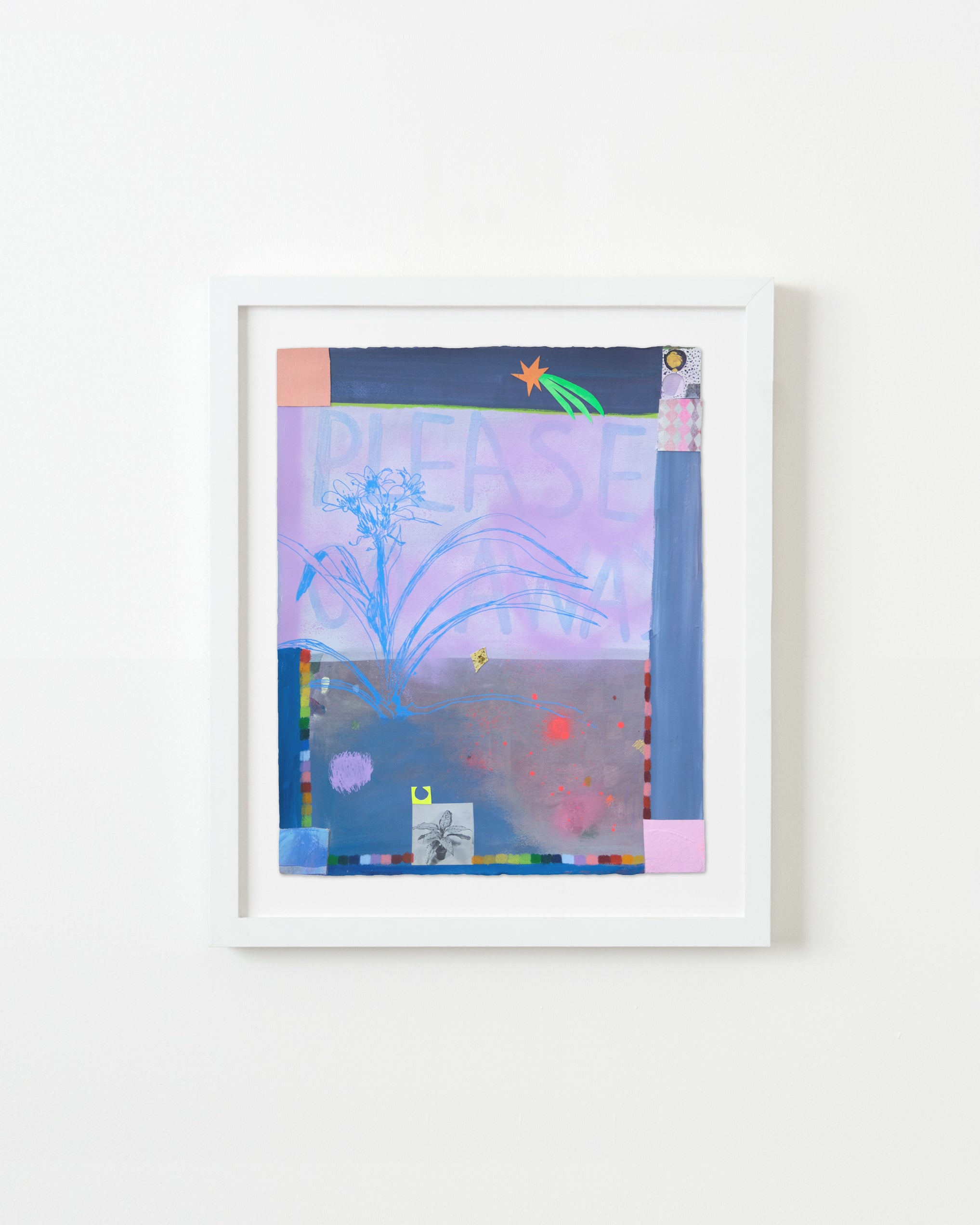 keep out by Ashely Peifer — Colored pencil, watercolor, flashe, spray paint, collage, gel medium, and wax pastel on Arches watercolor paper