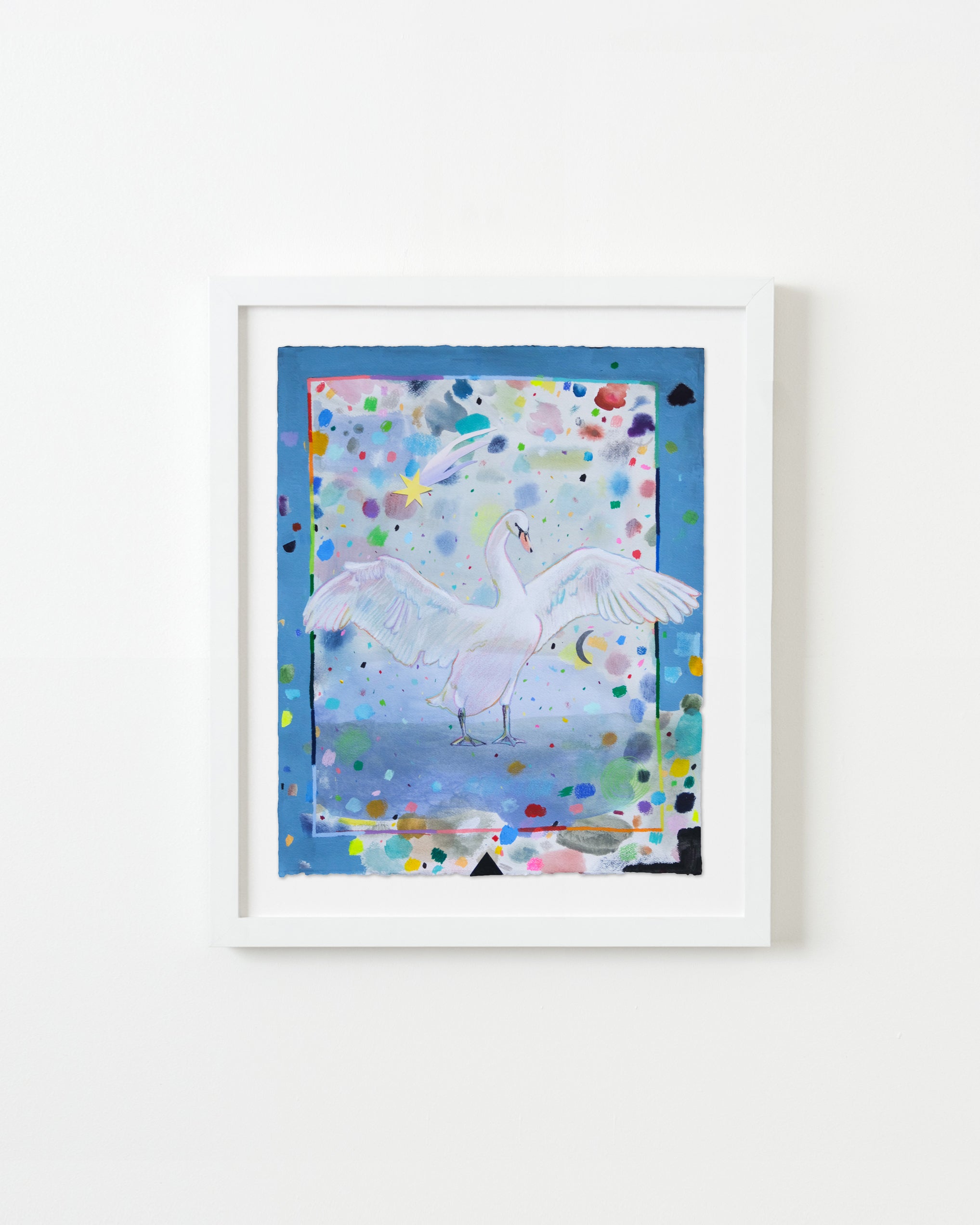 supreme swan by Ashely Peifer — Watercolor, colored pencils, flashe, collage, acyrlic, and gel medium on Arches watercolor paper