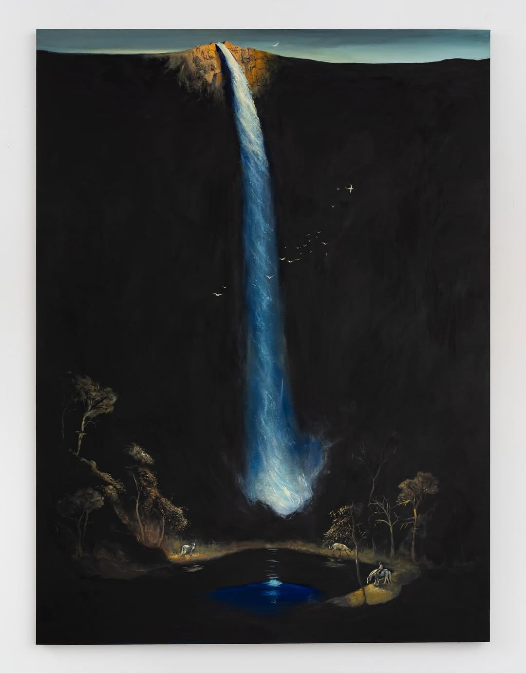 A River Dividing Presence and Absence by Caleb Hahne Quintana, 2025, Flashe and dry brush on linen