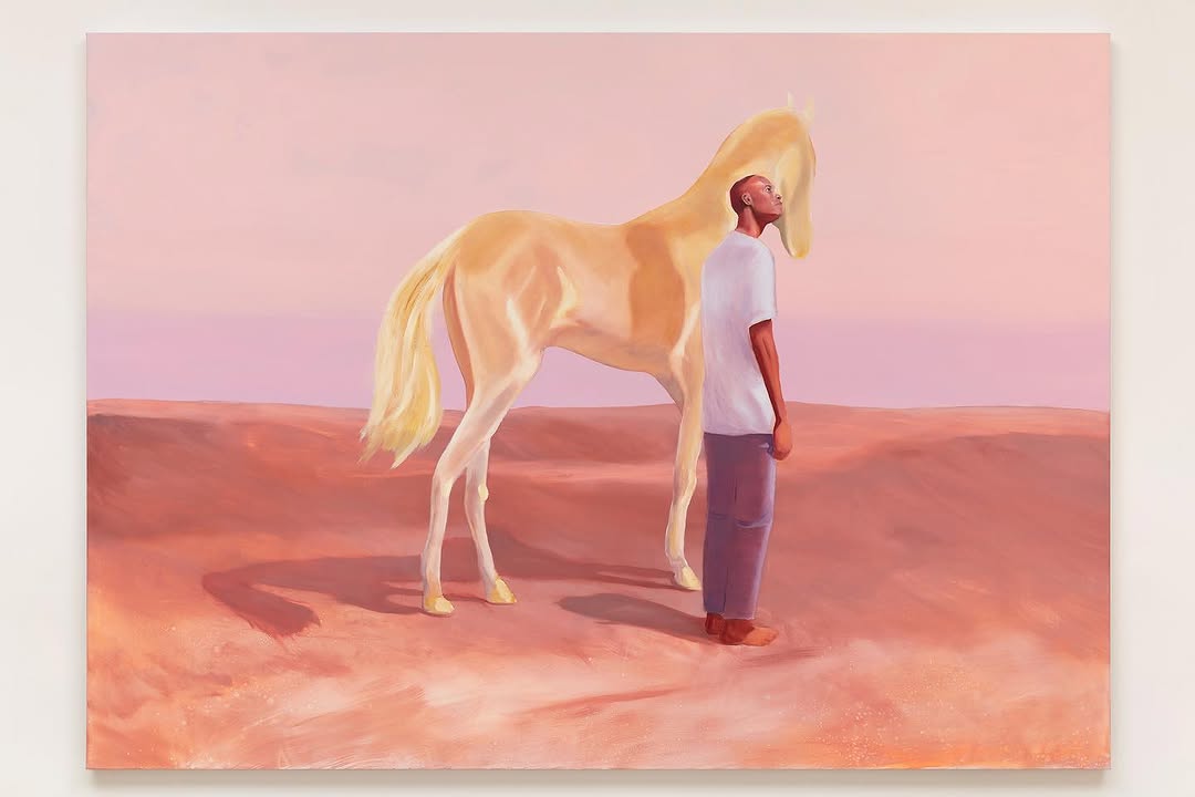Moments Where We Met by Caleb Hahne Quintana, 2021, oil, acrylic, flashe, and wax on canvas