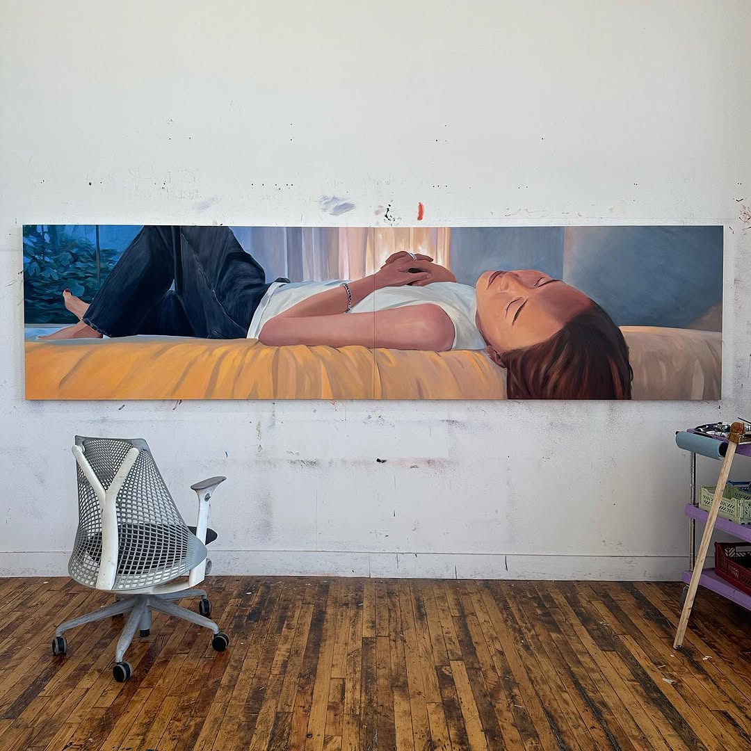 Moths Drink The Tears of Sleeping Birds (Nikkomi) by Caleb Hahne Quintana — Oil on canvas