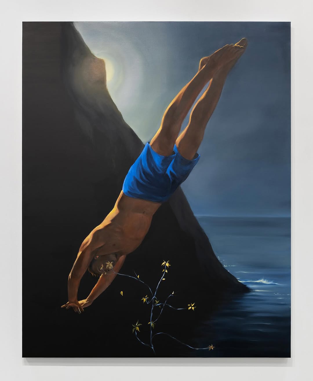The Diver (A Body Shaped Sliver) by Caleb Hahne Quintana, 2025, Oil and flashe on linen