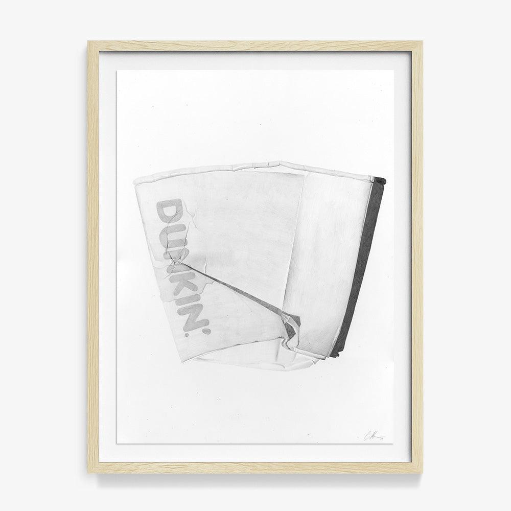 Dunkin by Claire Salvo, 2024, Graphite on Paper. Framed in ayous wood.