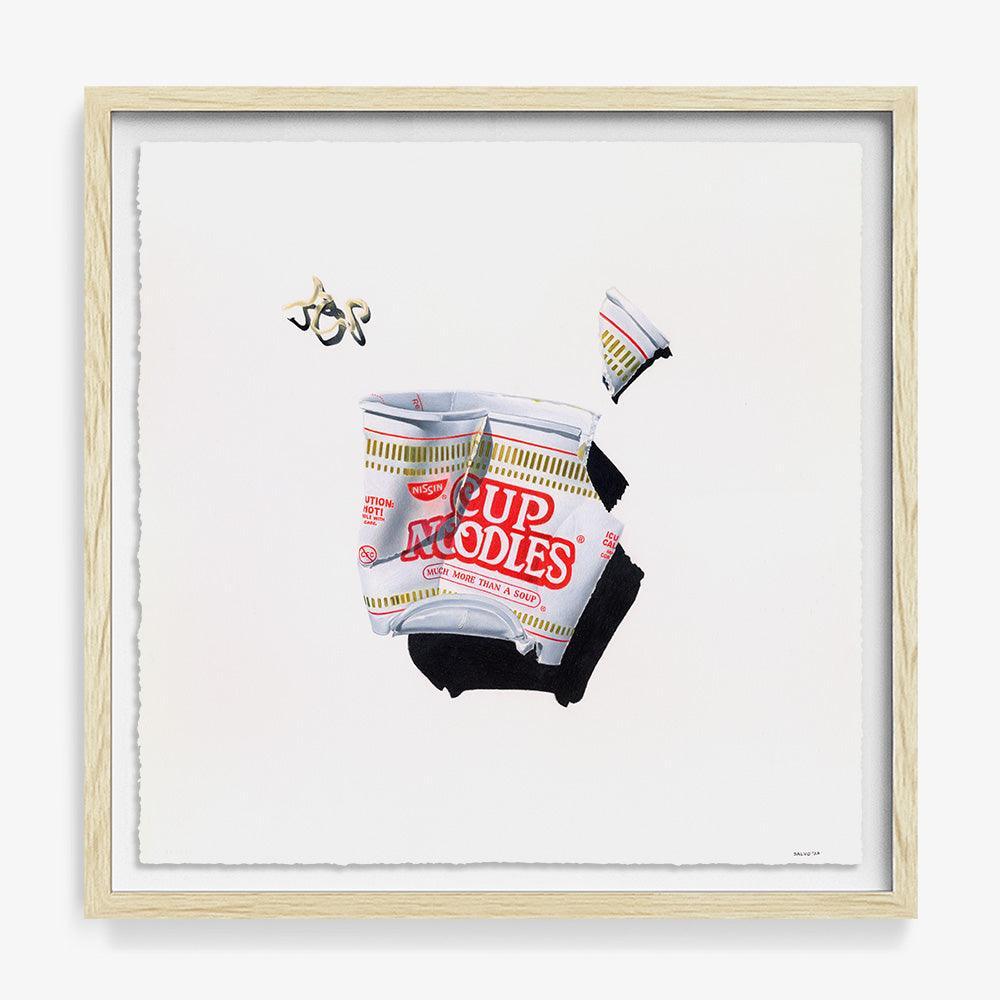Ramen by Claire Salvo, 2024, Pencil on paper. Framed in Ayous African wood, manufactured in Italy.