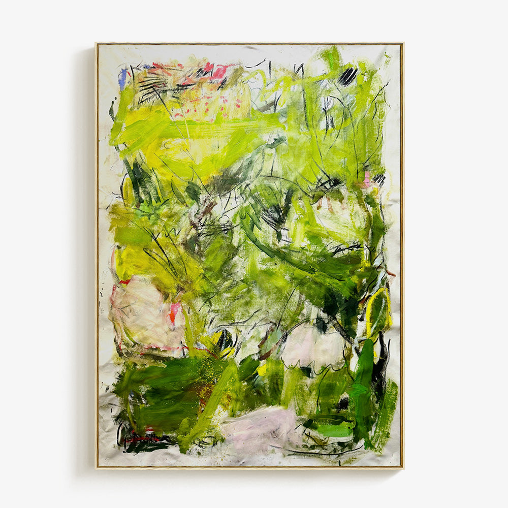 About Green by Petra Schott, 2026, Oil on raw canvas