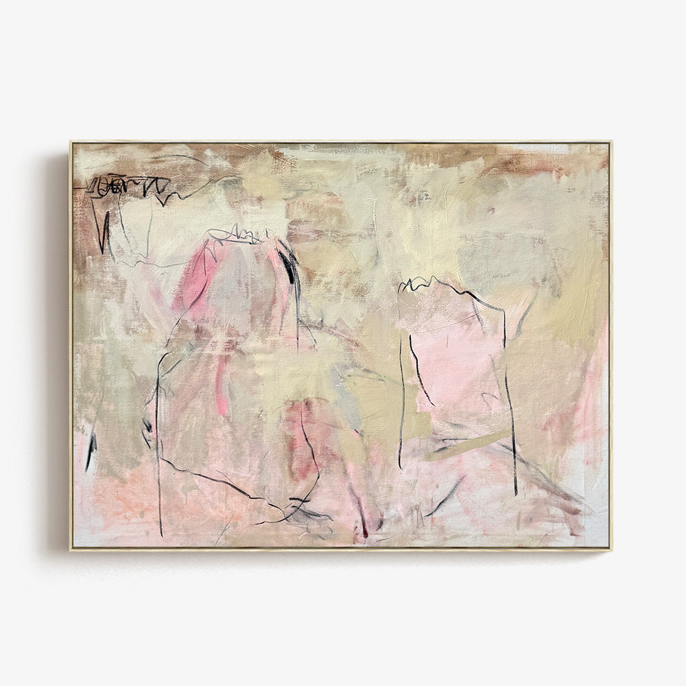 Being Together by Petra Schott, 2025, Oil, ink, charcoal on raw canvas