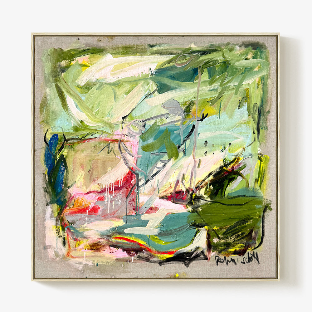 Meet Me There II by Petra Schott, 2026, Mixed media on raw canvas
