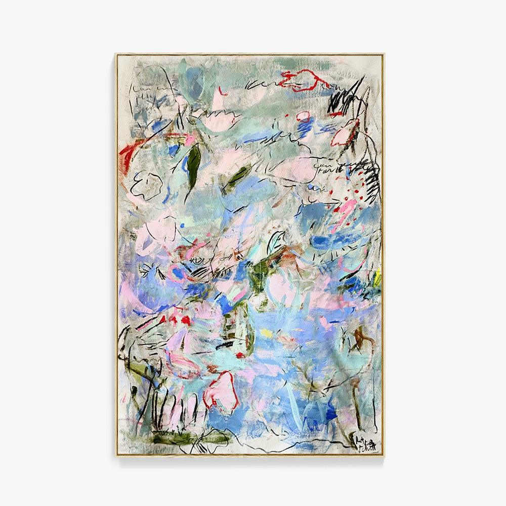Taking a Bath III by Petra Schott, 2025, Mixed media on raw heavy canvas