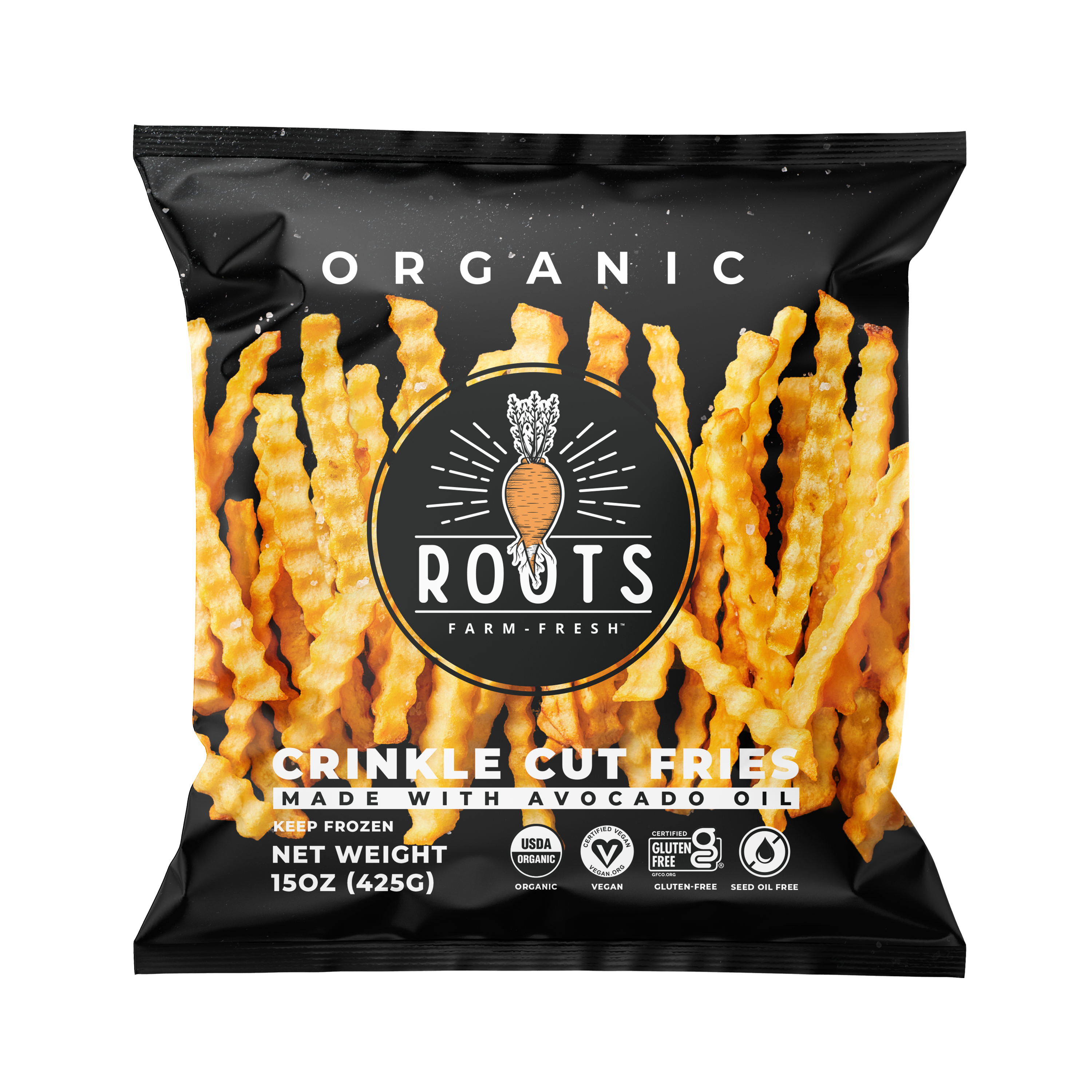 Crinkle Cut Fries by Roots Farm Fresh, 2025, Organic Potatoes, Organic Avocado Oil