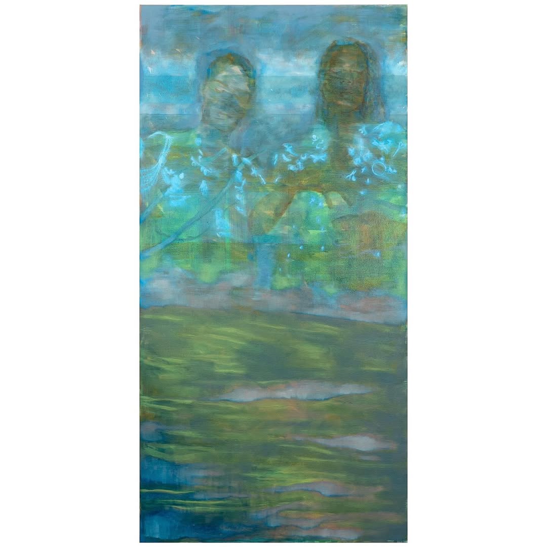 Milkshake recipe and algae in a river by Simon Martin, 2025, Oil on canvas