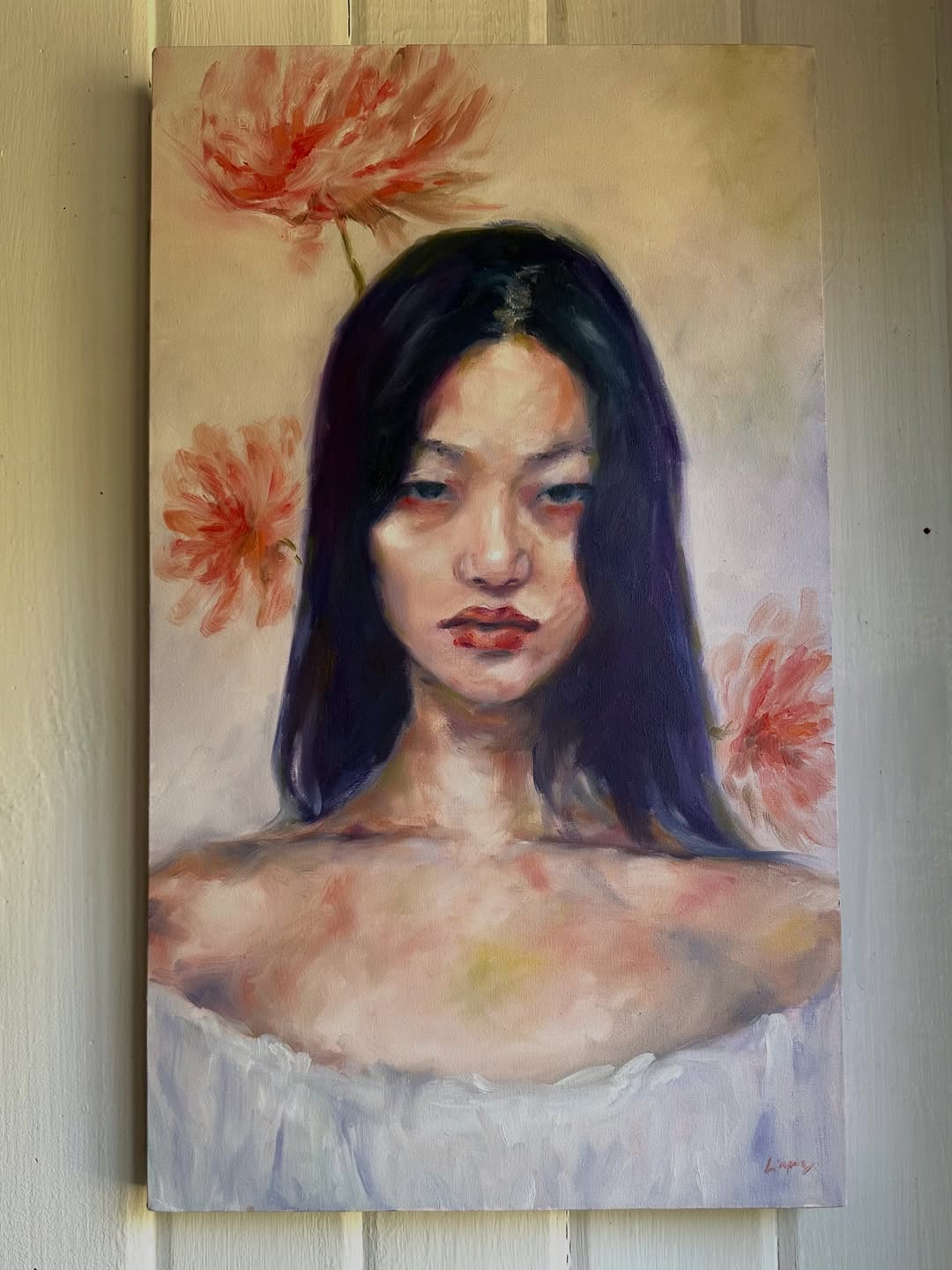 En Flores by Javiera Liapiz — Oil on canvas