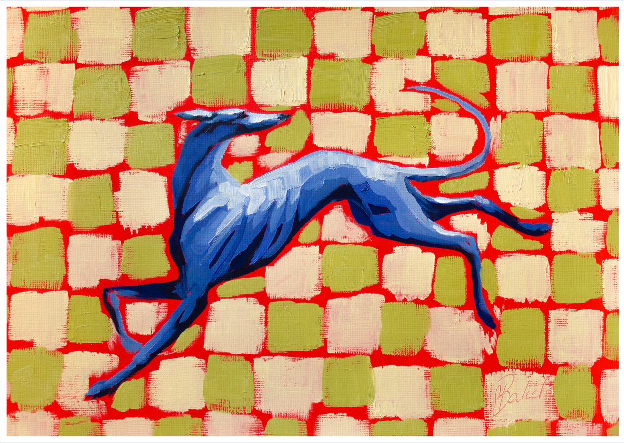 Chequered Hound by Sylvie Baker — Oil