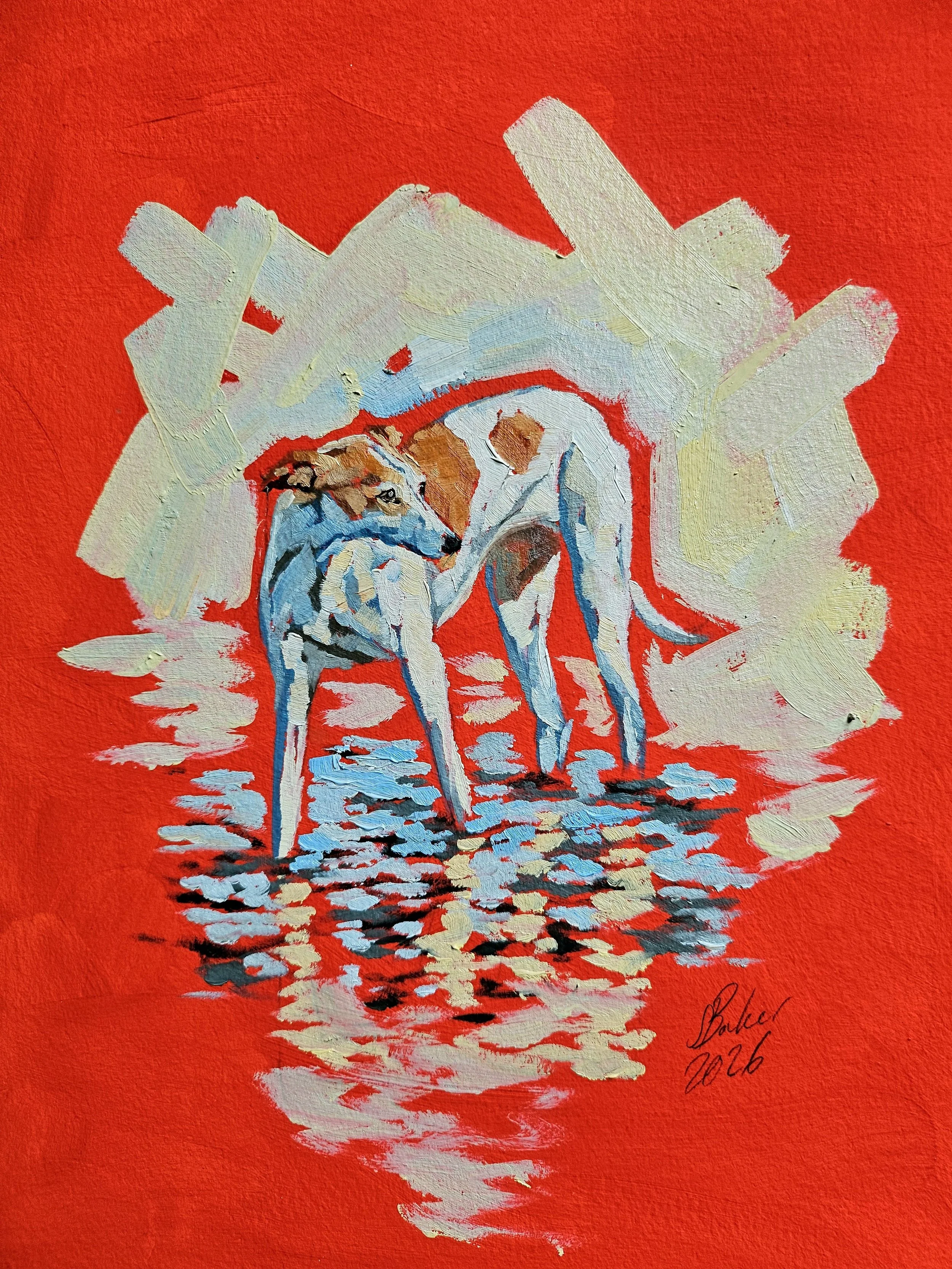 Going for a Paddle' by Sylvie Baker — Oil on Paper
