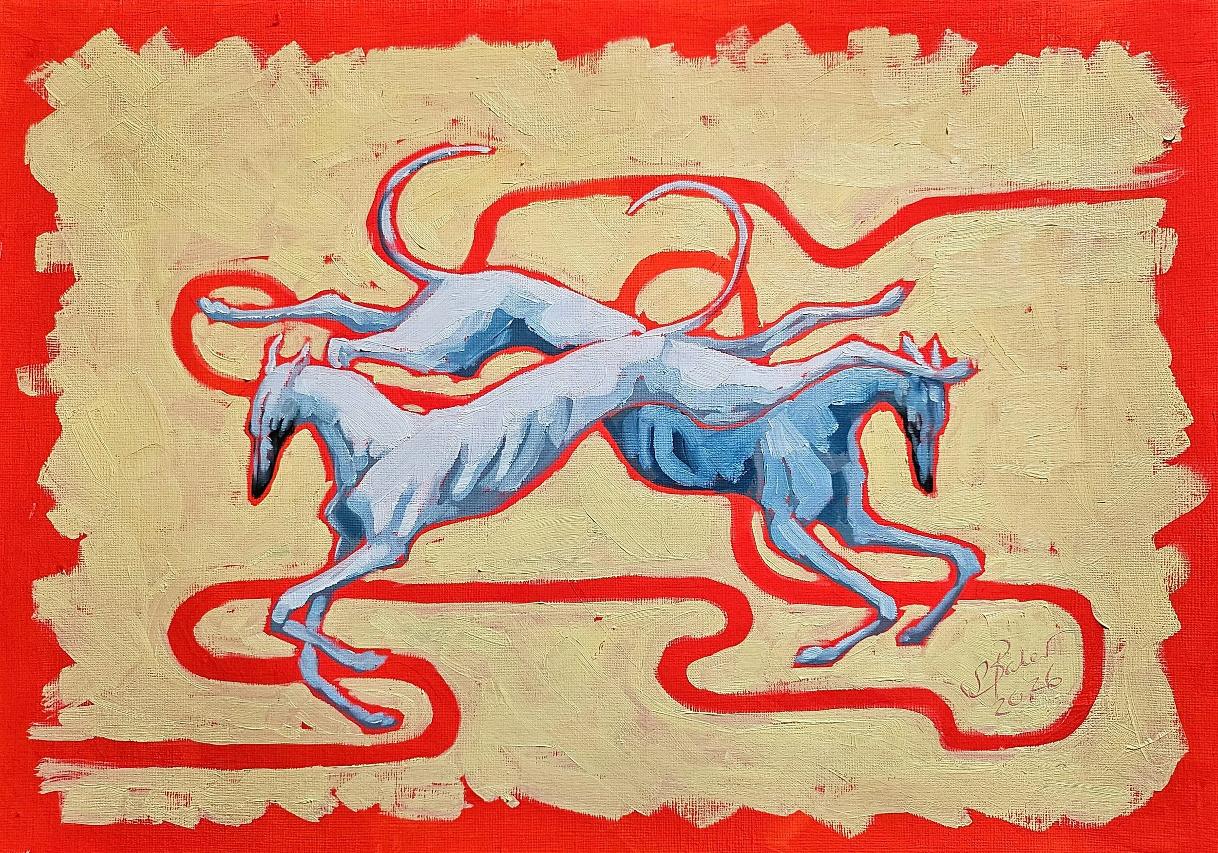 Red Thread by Sylvie Baker — Oil on Paper
